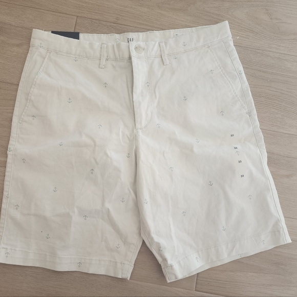 GAP ESSENTIAL KHAKI 10" SHORT white with blue anchors,GAPFLEX - Picture 4 of 6